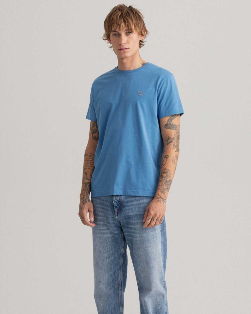 Gant Original Men's T-Shirt Day Blue | OKCWG-0463