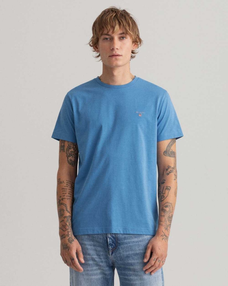 Gant Original Men\'s T-Shirt Day Blue | OKCWG-0463