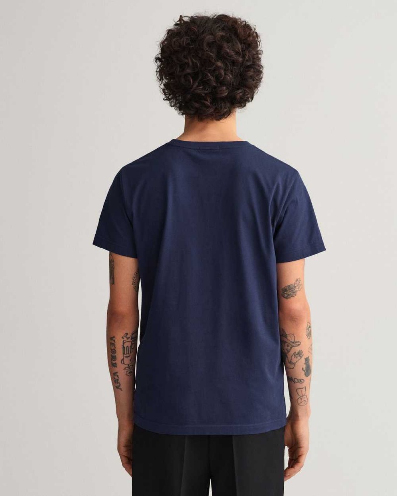 Gant Original Men's T-Shirt Evening Blue | BUZHY-7621