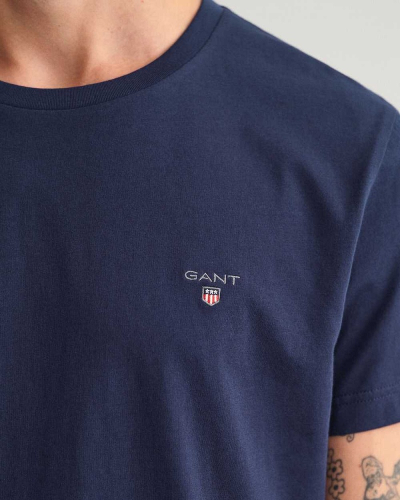 Gant Original Men's T-Shirt Evening Blue | BUZHY-7621