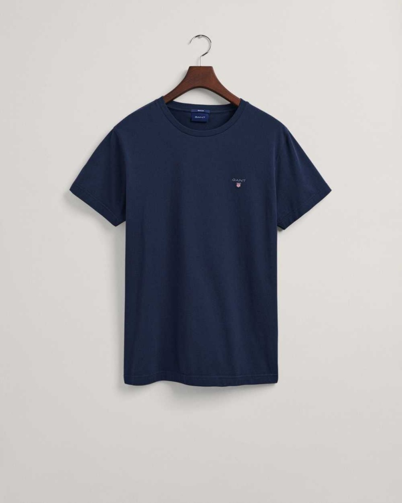 Gant Original Men's T-Shirt Evening Blue | BUZHY-7621