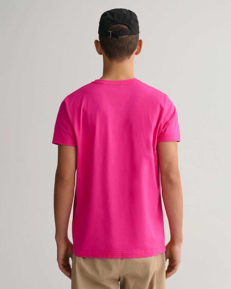 Gant Original Men's T-Shirt Hyper Pink | TVPDW-9840