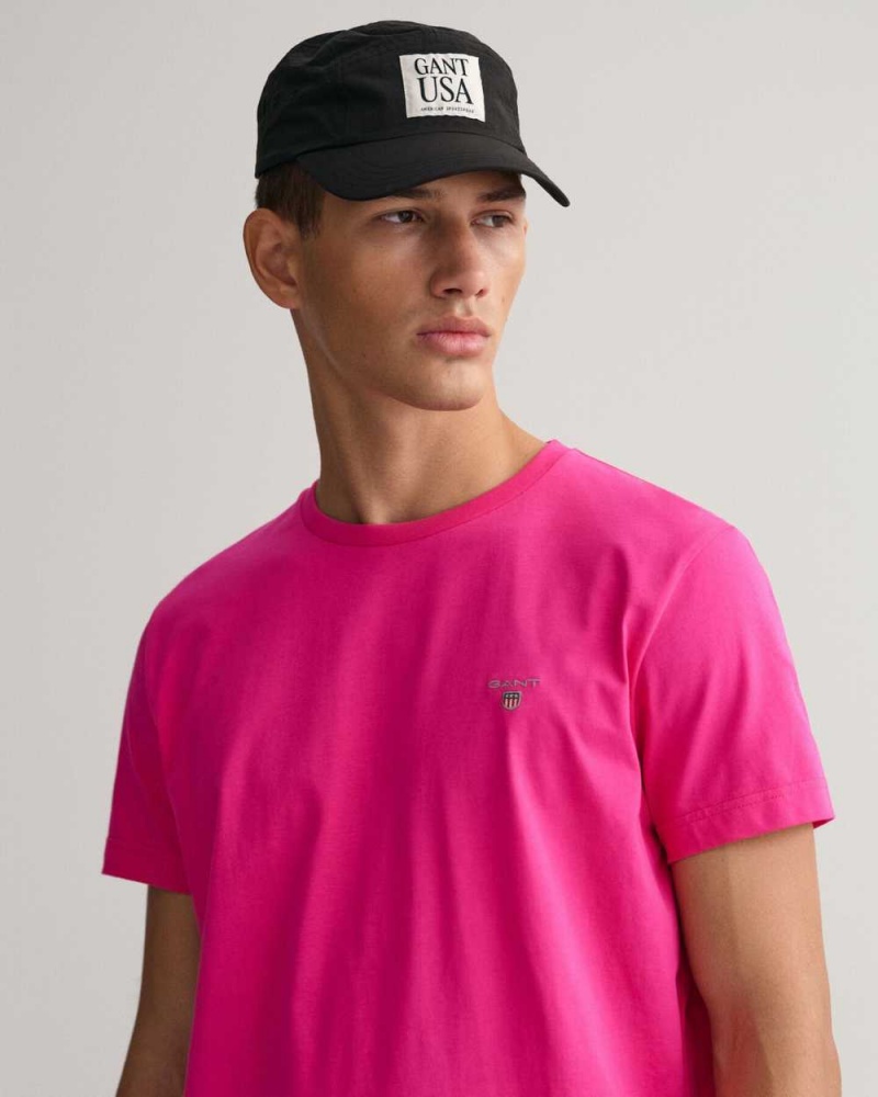 Gant Original Men's T-Shirt Hyper Pink | TVPDW-9840