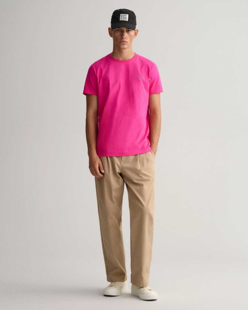 Gant Original Men's T-Shirt Hyper Pink | TVPDW-9840