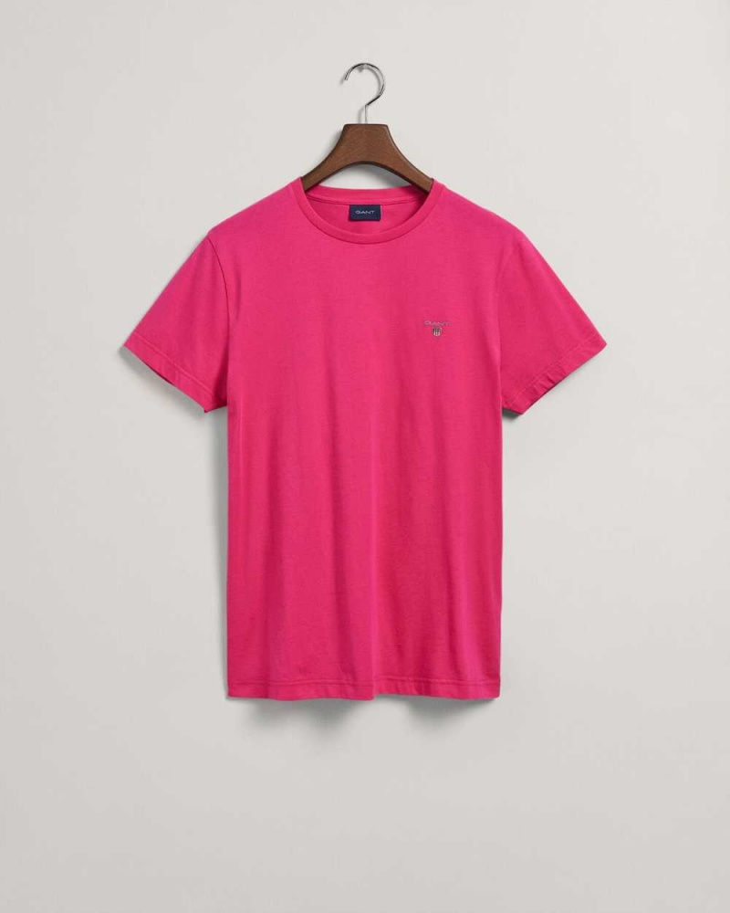 Gant Original Men's T-Shirt Hyper Pink | TVPDW-9840