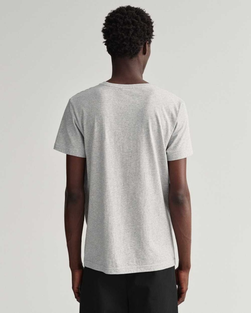 Gant Original Men's T-Shirt Light Grey Melange | JQYLV-8120