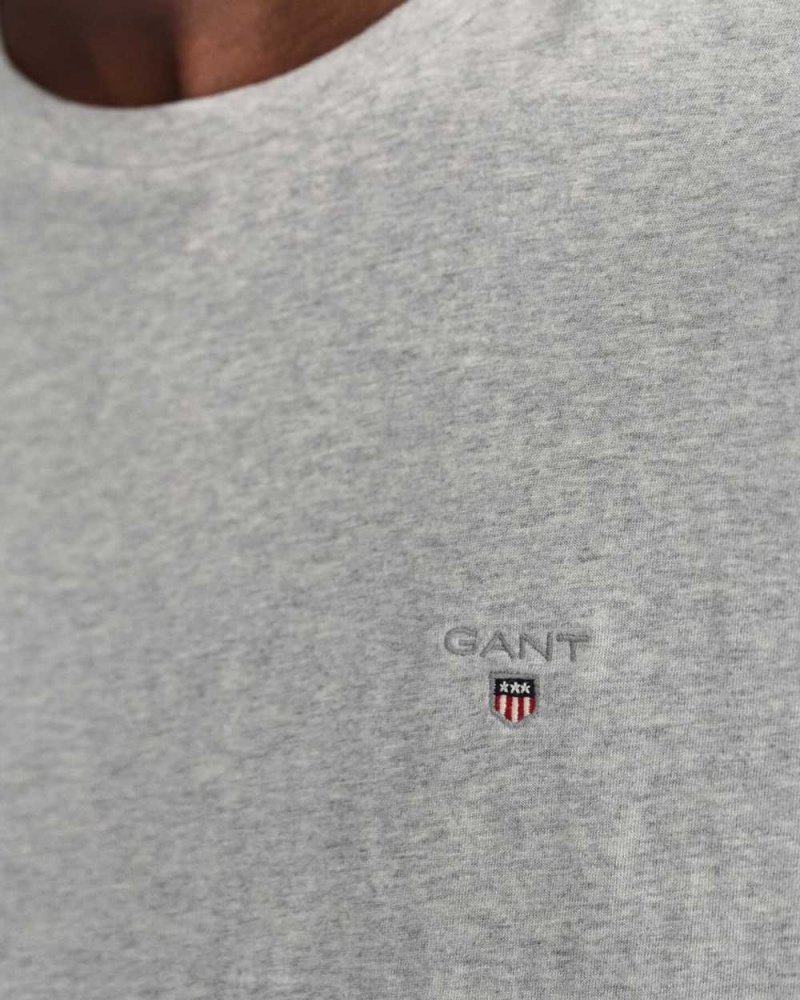 Gant Original Men's T-Shirt Light Grey Melange | JQYLV-8120