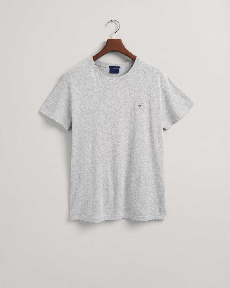 Gant Original Men's T-Shirt Light Grey Melange | JQYLV-8120