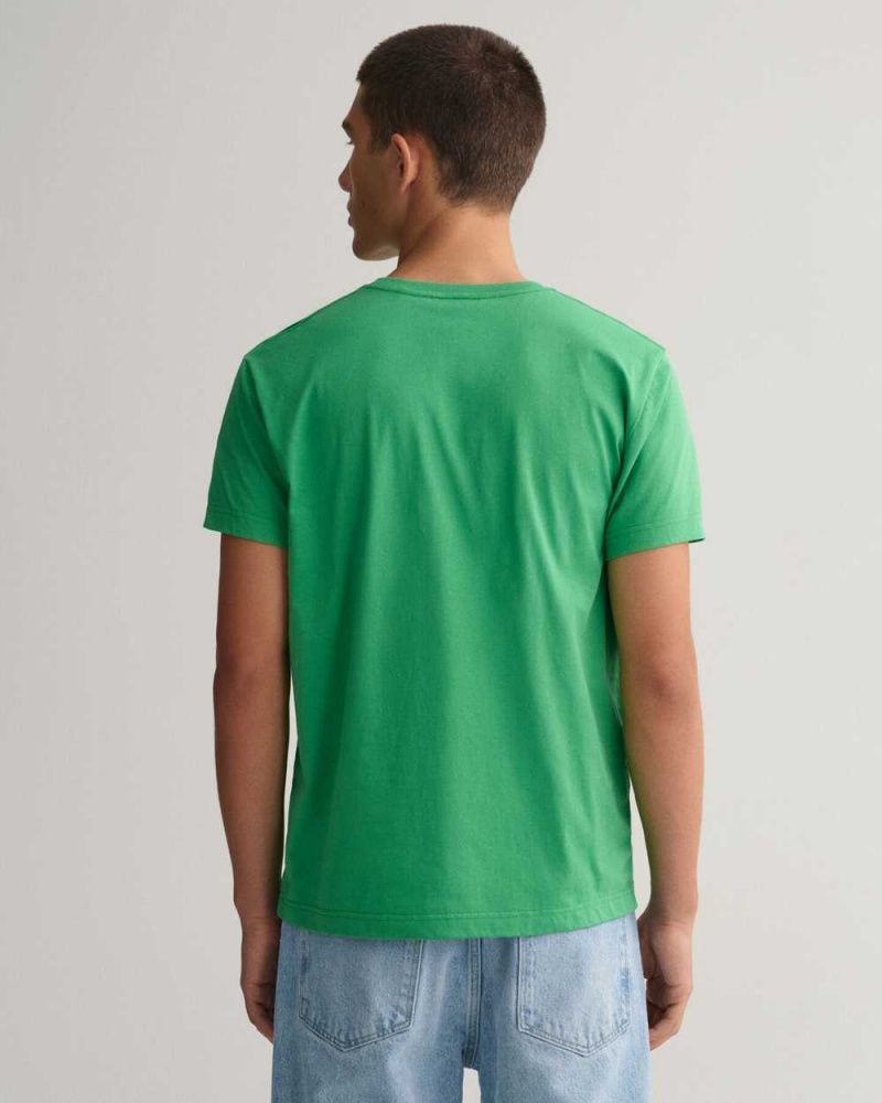 Gant Original Men's T-Shirt Mid Green | YUEWT-5407