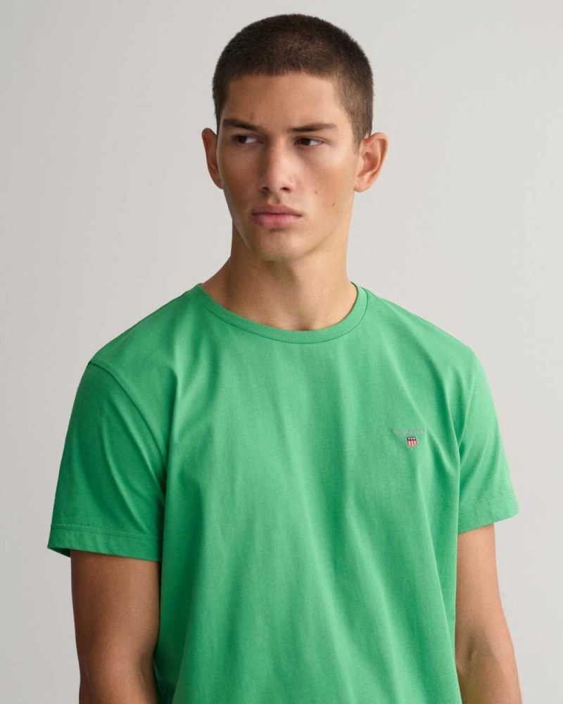 Gant Original Men's T-Shirt Mid Green | YUEWT-5407