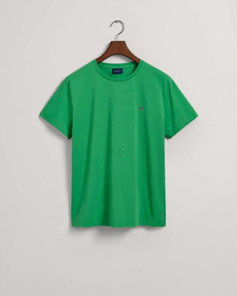 Gant Original Men's T-Shirt Mid Green | YUEWT-5407