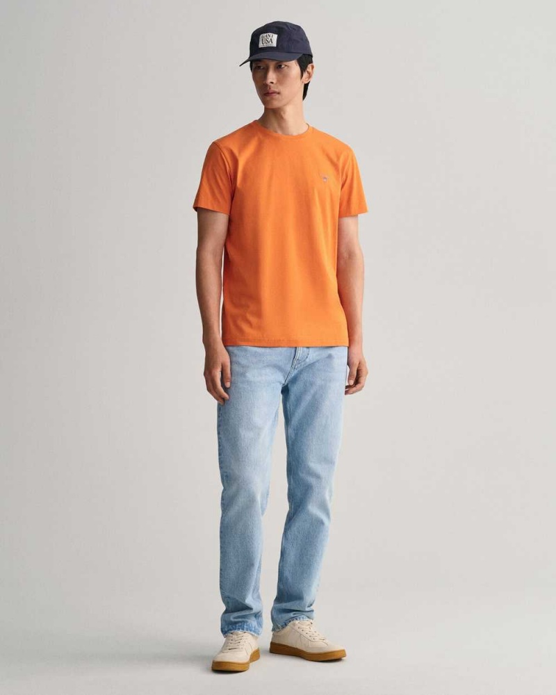 Gant Original Men's T-Shirt Pumpkin Orange | LPIHS-9241