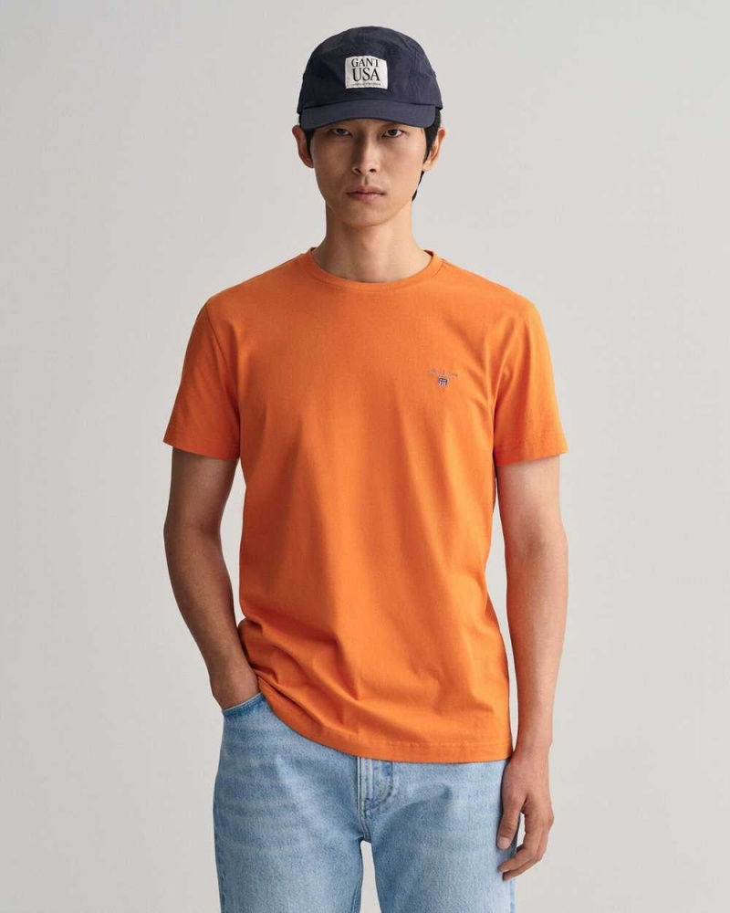 Gant Original Men\'s T-Shirt Pumpkin Orange | LPIHS-9241