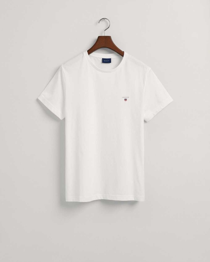 Gant Original Men's T-Shirt White | XRVPN-2634