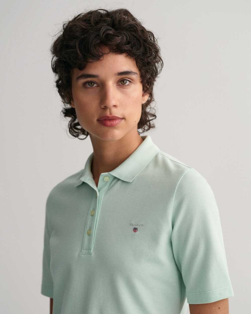 Gant Original Mid Sleeve Piqué Women's Polo Shirt Minty Green | YWHXG-2917