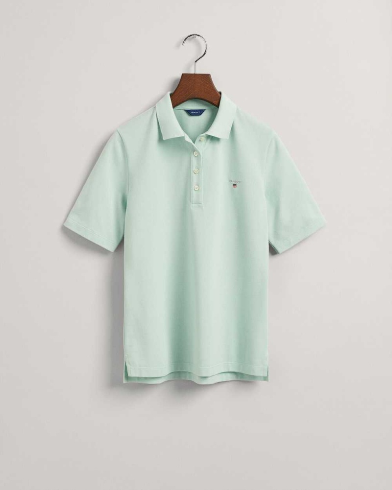 Gant Original Mid Sleeve Piqué Women's Polo Shirt Minty Green | YWHXG-2917