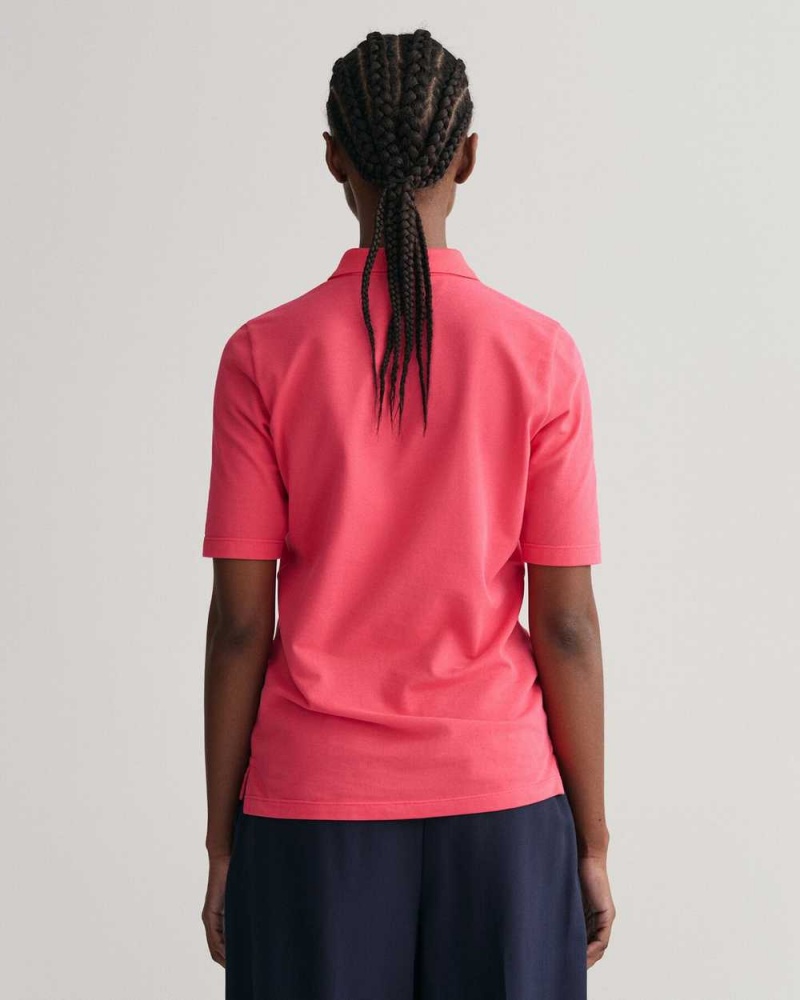 Gant Original Mid Sleeve Piqué Women's Polo Shirt Magenta Pink | OPEBZ-7035