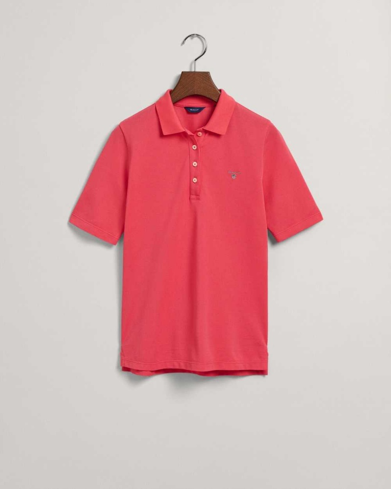 Gant Original Mid Sleeve Piqué Women's Polo Shirt Magenta Pink | OPEBZ-7035