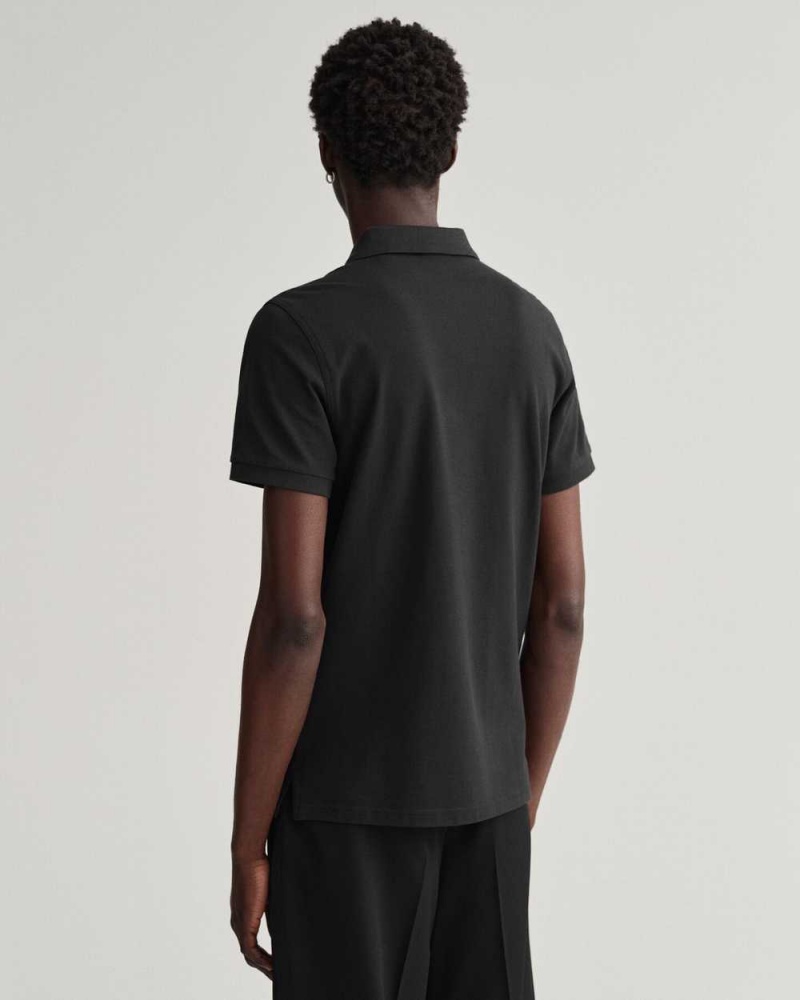 Gant Original Piqué Men's Polo Shirt Black | IXUBR-3659