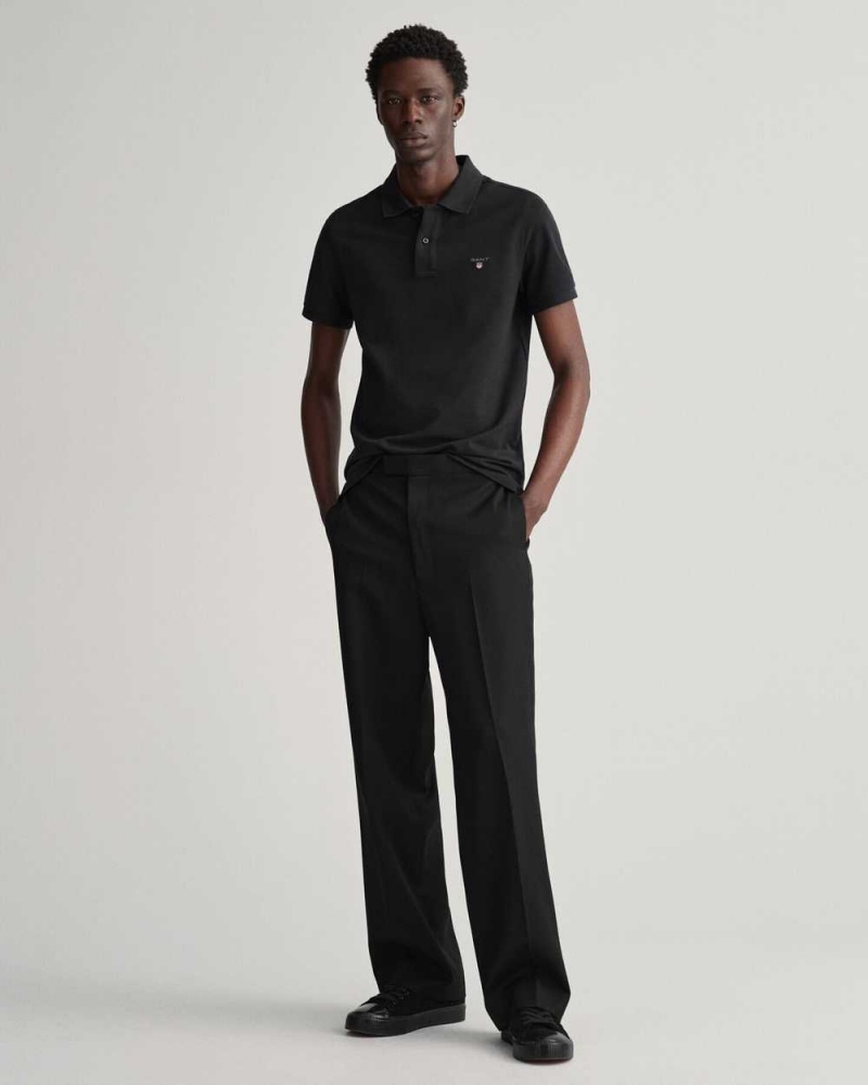 Gant Original Piqué Men's Polo Shirt Black | IXUBR-3659