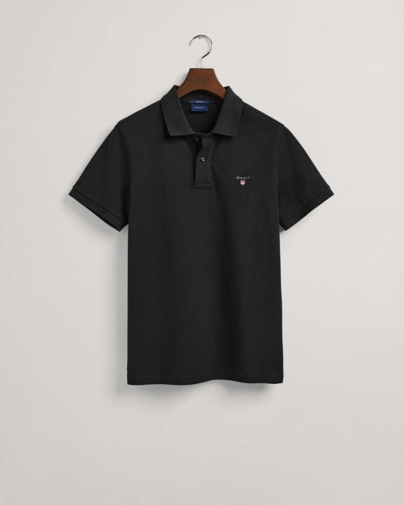 Gant Original Piqué Men's Polo Shirt Black | IXUBR-3659