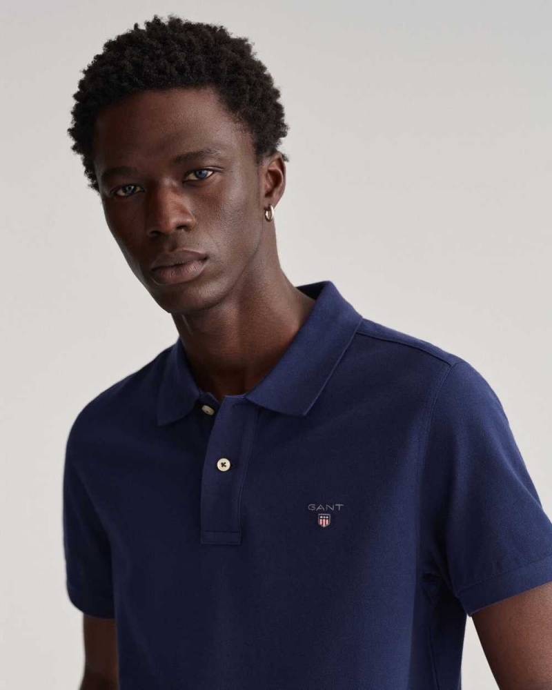 Gant Original Piqué Men's Polo Shirt Evening Blue | HGPFS-3690