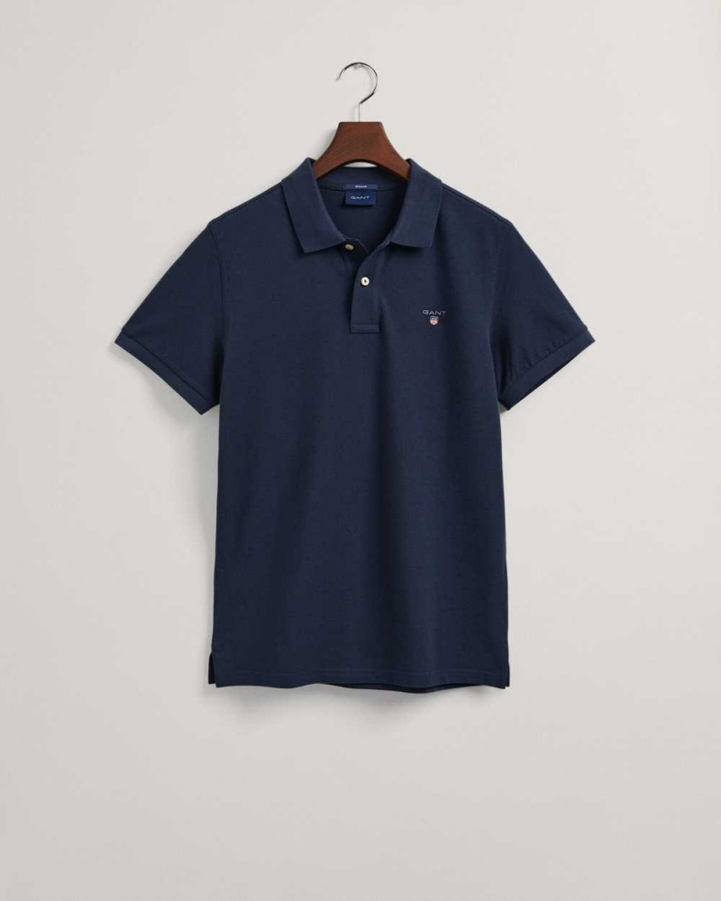 Gant Original Piqué Men's Polo Shirt Evening Blue | HGPFS-3690