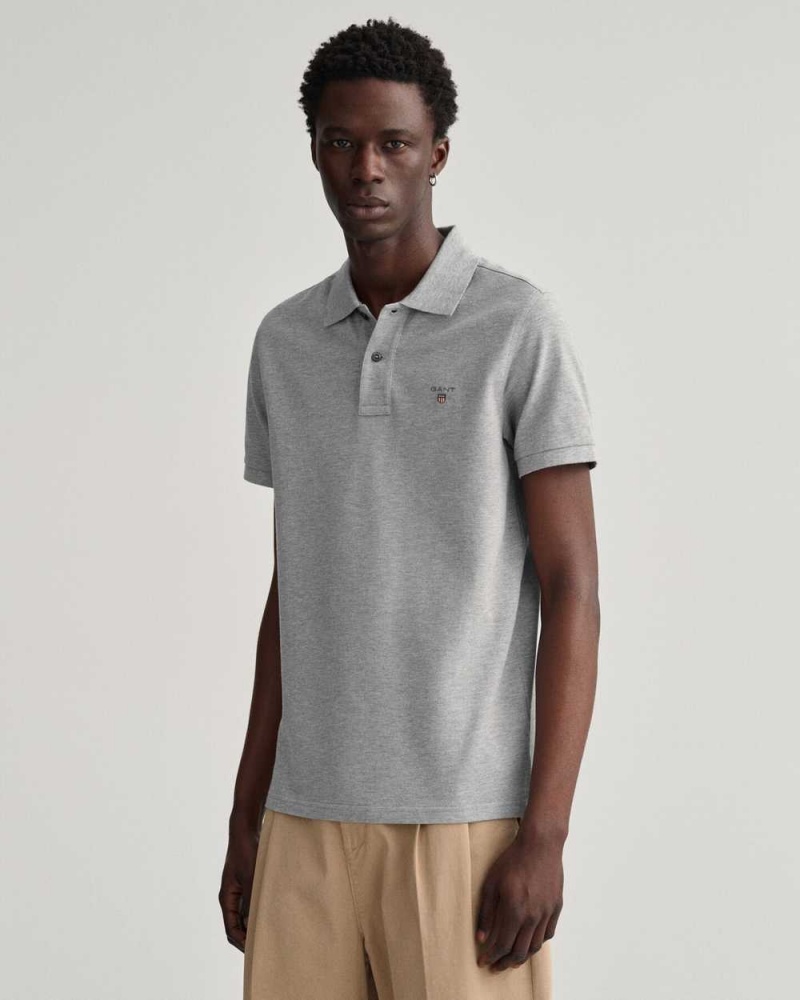 Gant Original Piqué Men's Polo Shirt Grey Melange | IWLYF-4689