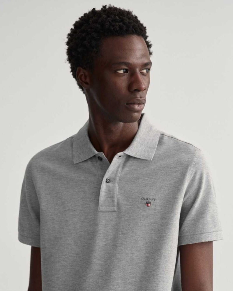 Gant Original Piqué Men's Polo Shirt Grey Melange | IWLYF-4689