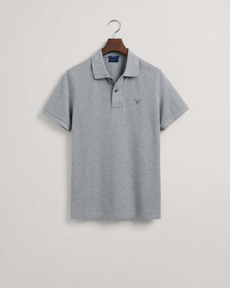 Gant Original Piqué Men's Polo Shirt Grey Melange | IWLYF-4689