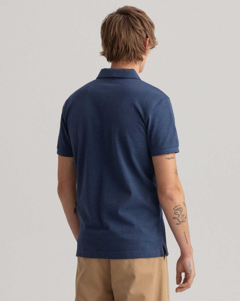 Gant Original Piqué Men's Polo Shirt Marine Melange | VCYZT-0432