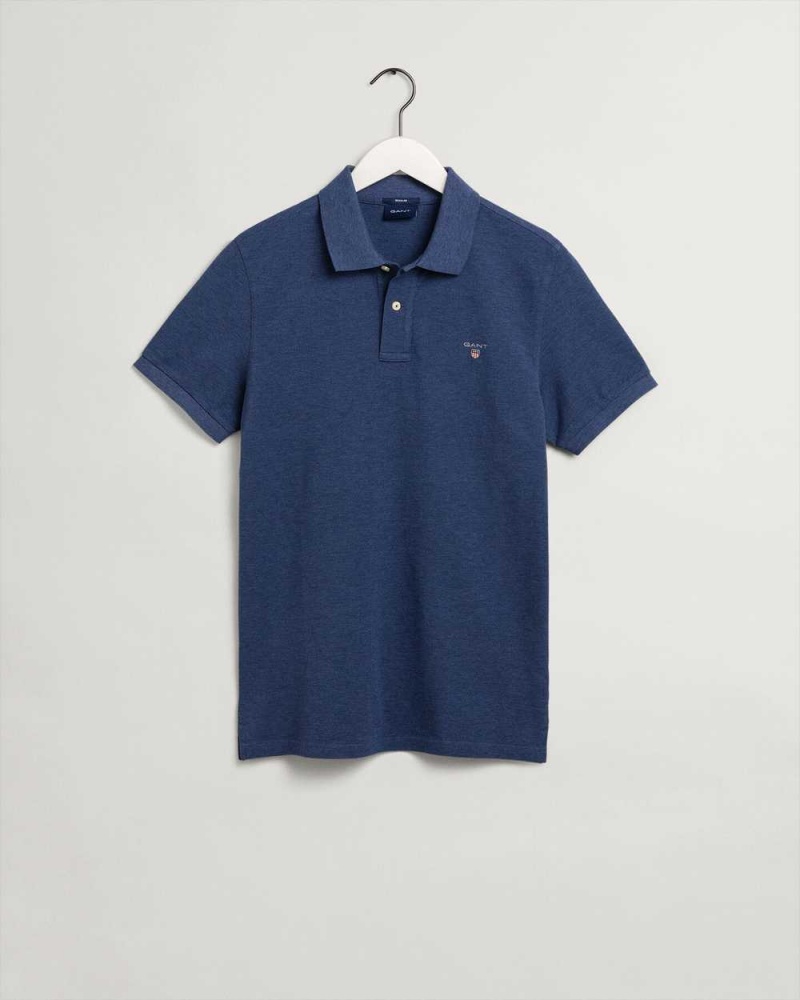 Gant Original Piqué Men's Polo Shirt Marine Melange | VCYZT-0432