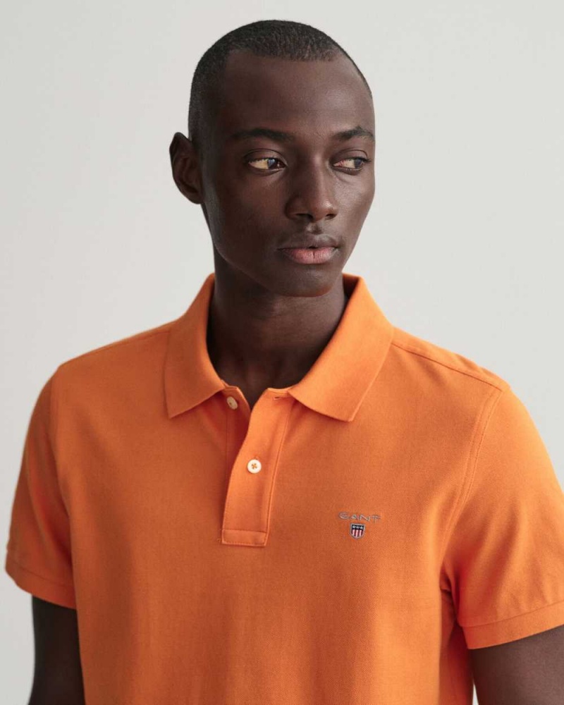 Gant Original Piqué Men's Polo Shirt Pumpkin Orange | LPYQZ-1958