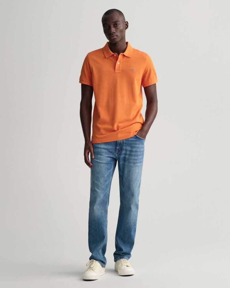 Gant Original Piqué Men's Polo Shirt Pumpkin Orange | LPYQZ-1958