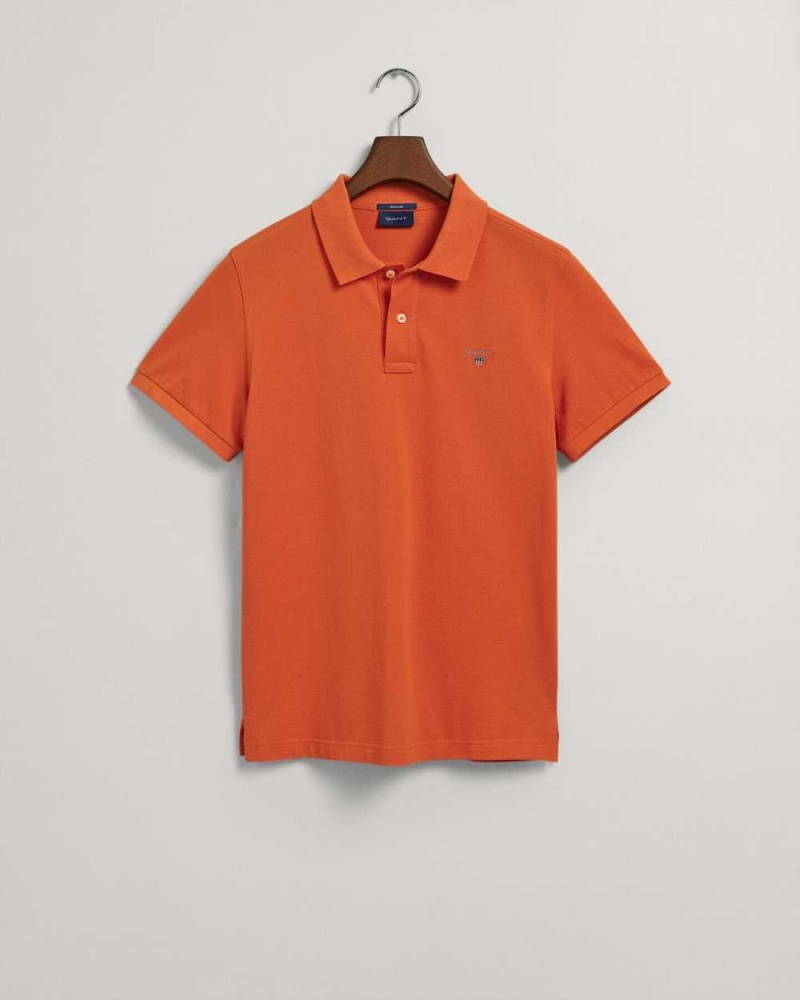 Gant Original Piqué Men's Polo Shirt Pumpkin Orange | LPYQZ-1958