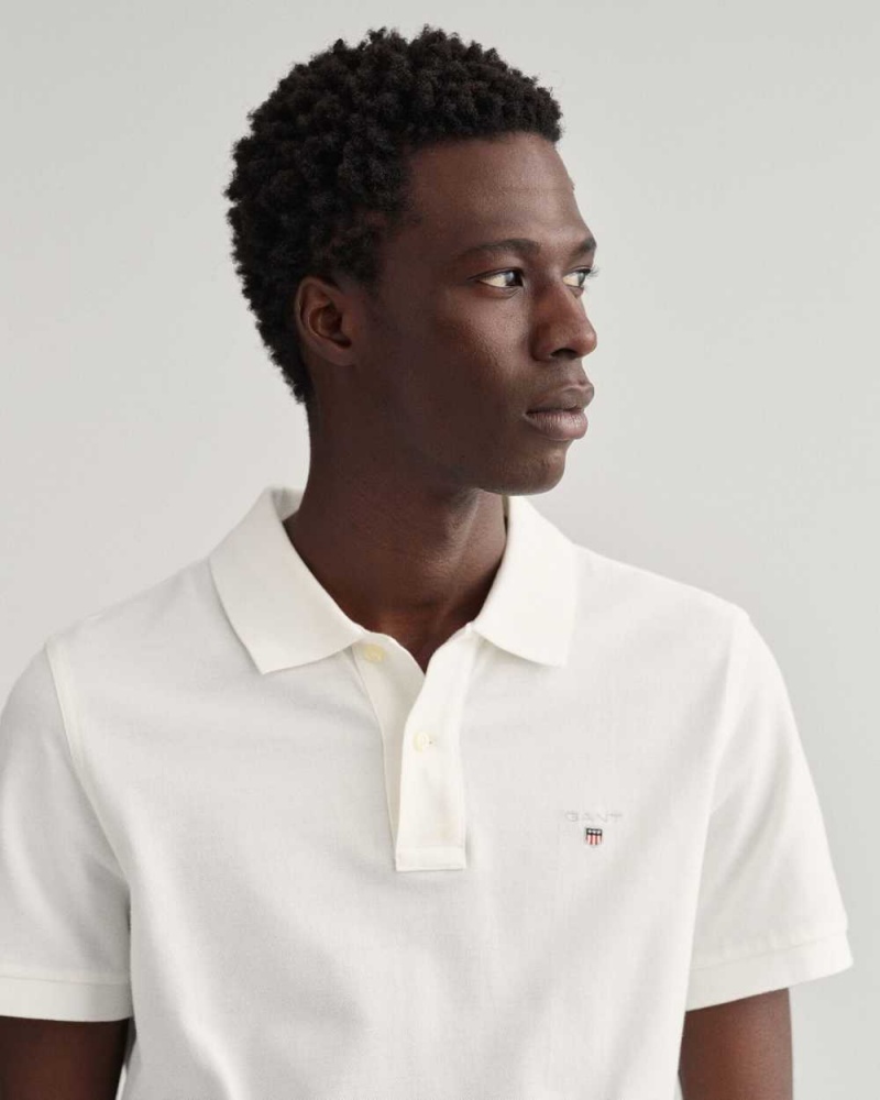 Gant Original Piqué Men's Polo Shirt White | VKUCQ-3974