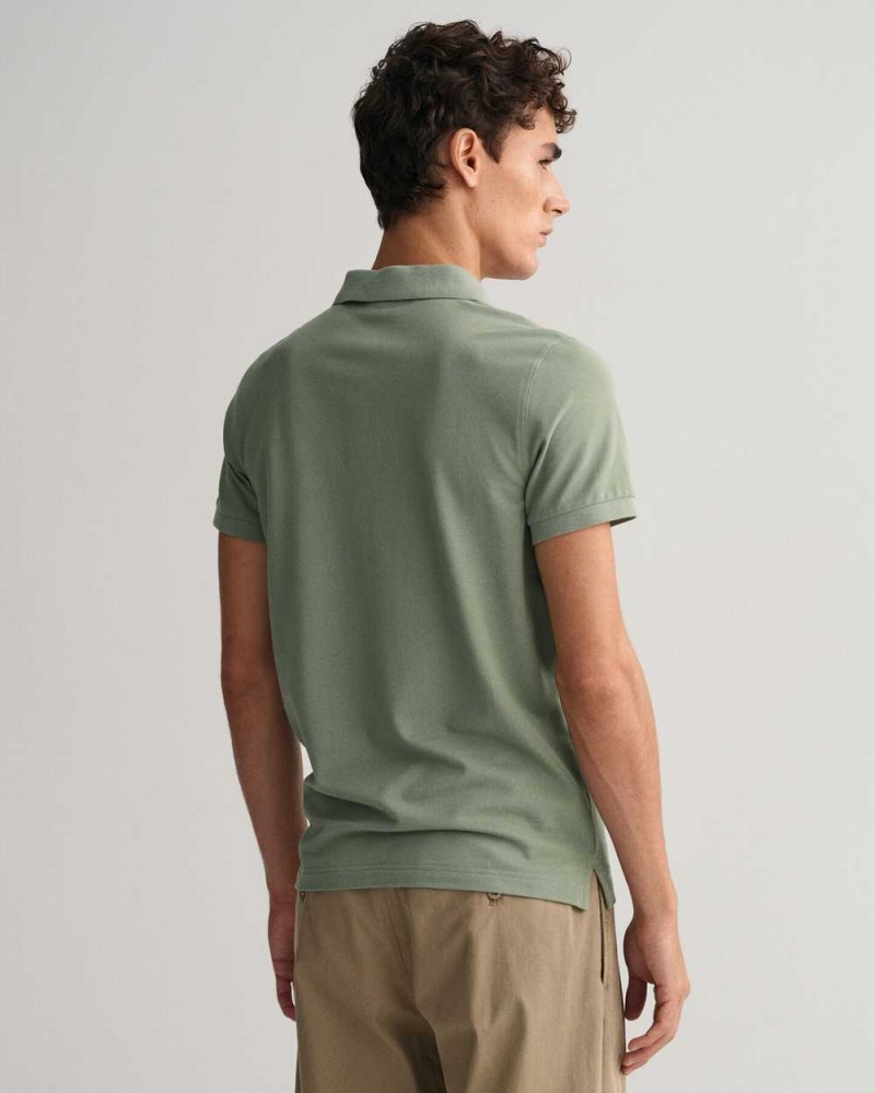 Gant Original Regular Fit Piqué Men's Polo Shirt Kalamata Green | LQITD-3016