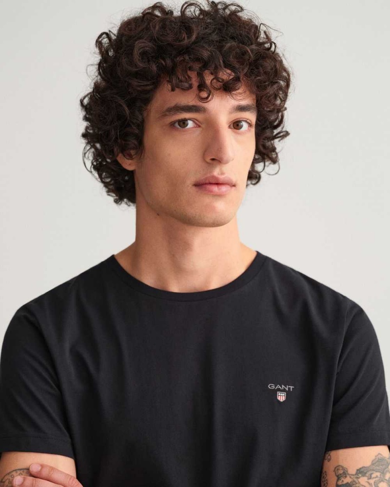 Gant Original Slim Fit Men's T-Shirt Black | UCTFP-1569