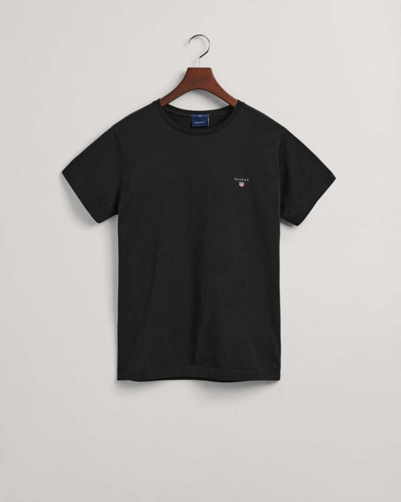 Gant Original Slim Fit Men's T-Shirt Black | UCTFP-1569