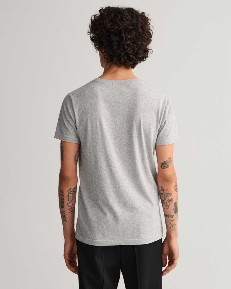 Gant Original Slim Fit Men's T-Shirt Light Grey Melange | DQLYO-7235