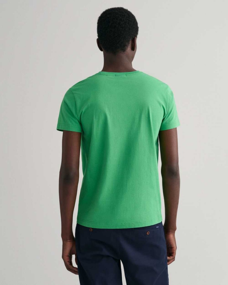 Gant Original Slim Fit Men's T-Shirt Mid Green | FOCXK-7659