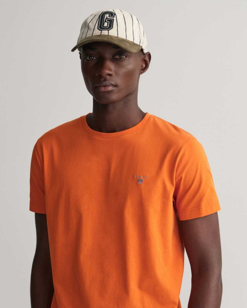 Gant Original Slim Fit Men's T-Shirt Pumpkin Orange | ENSHX-5638