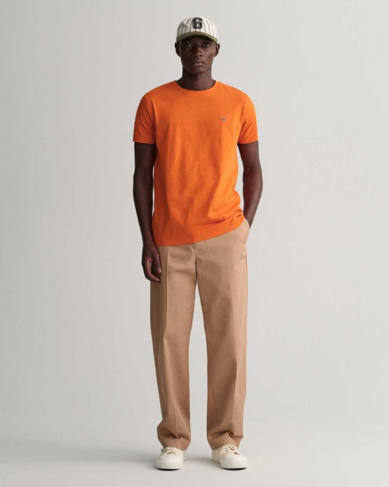 Gant Original Slim Fit Men's T-Shirt Pumpkin Orange | ENSHX-5638