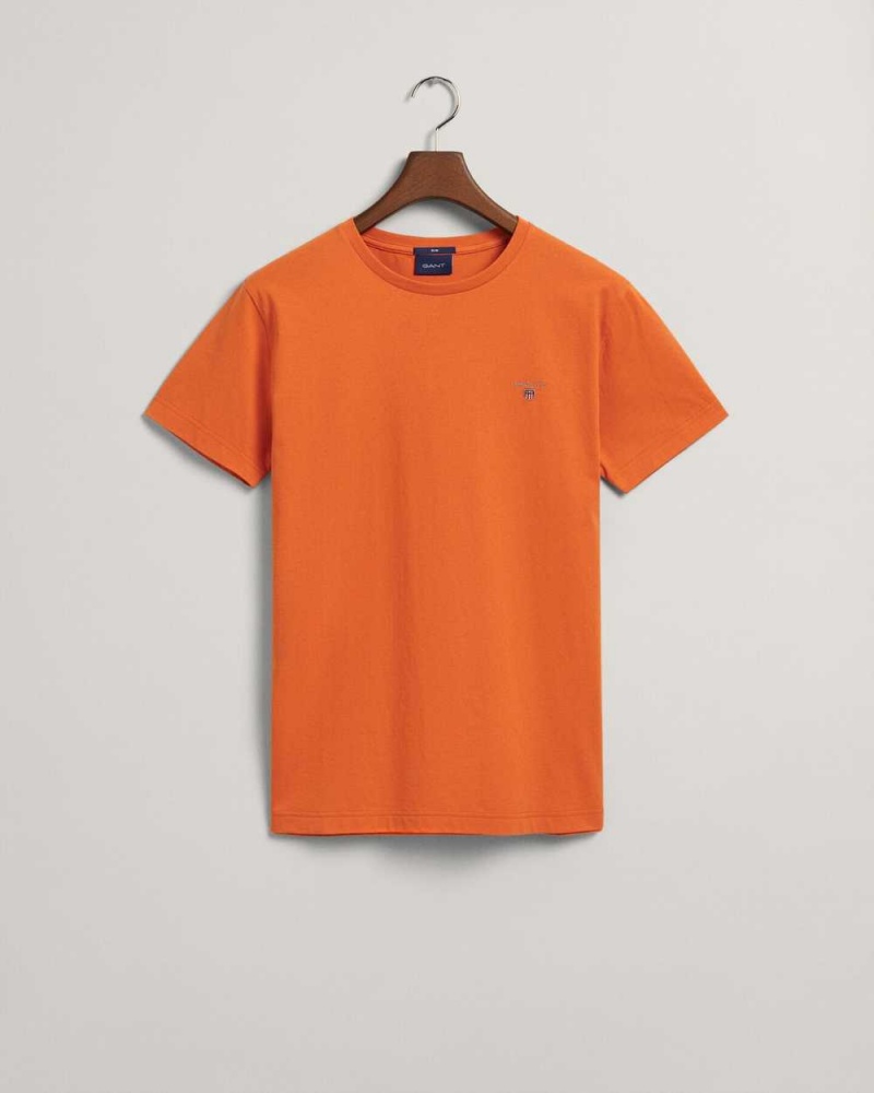 Gant Original Slim Fit Men's T-Shirt Pumpkin Orange | ENSHX-5638