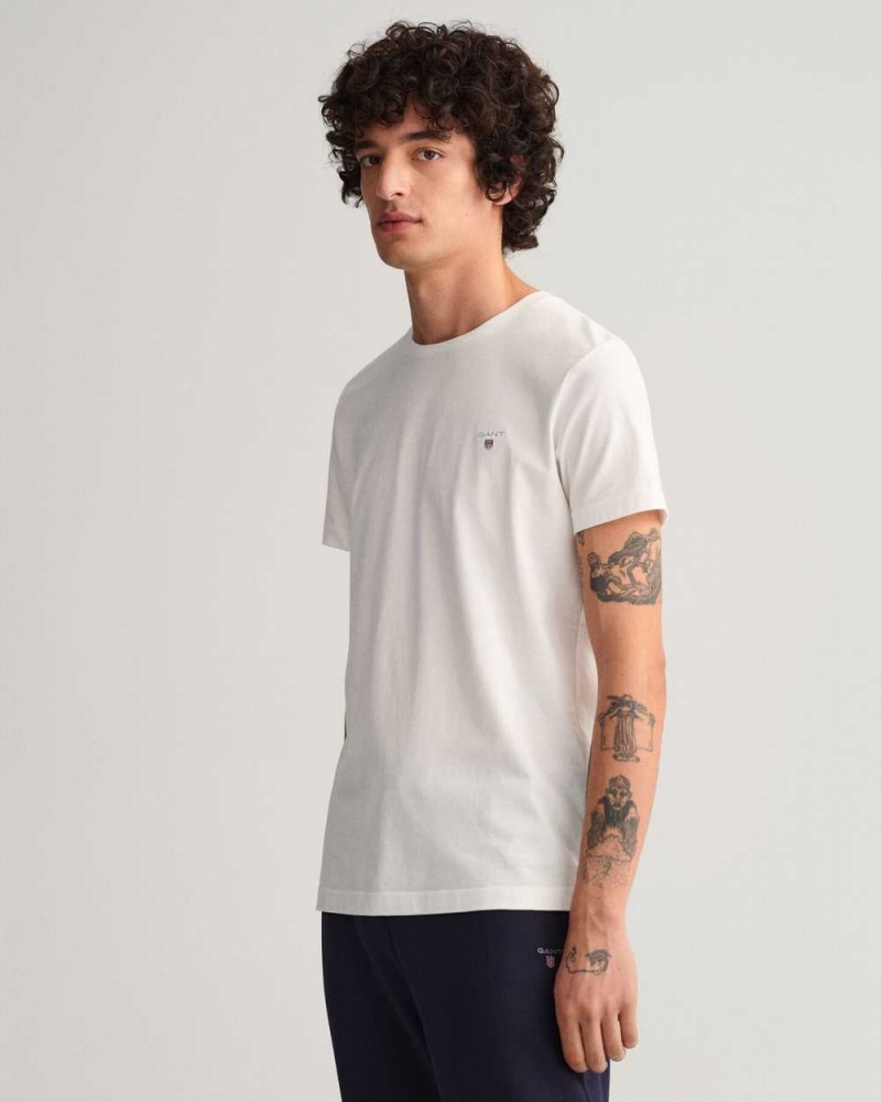 Gant Original Slim Fit Men's T-Shirt White | KUOSD-1032