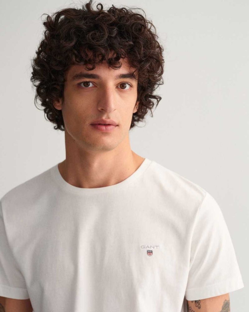 Gant Original Slim Fit Men's T-Shirt White | KUOSD-1032