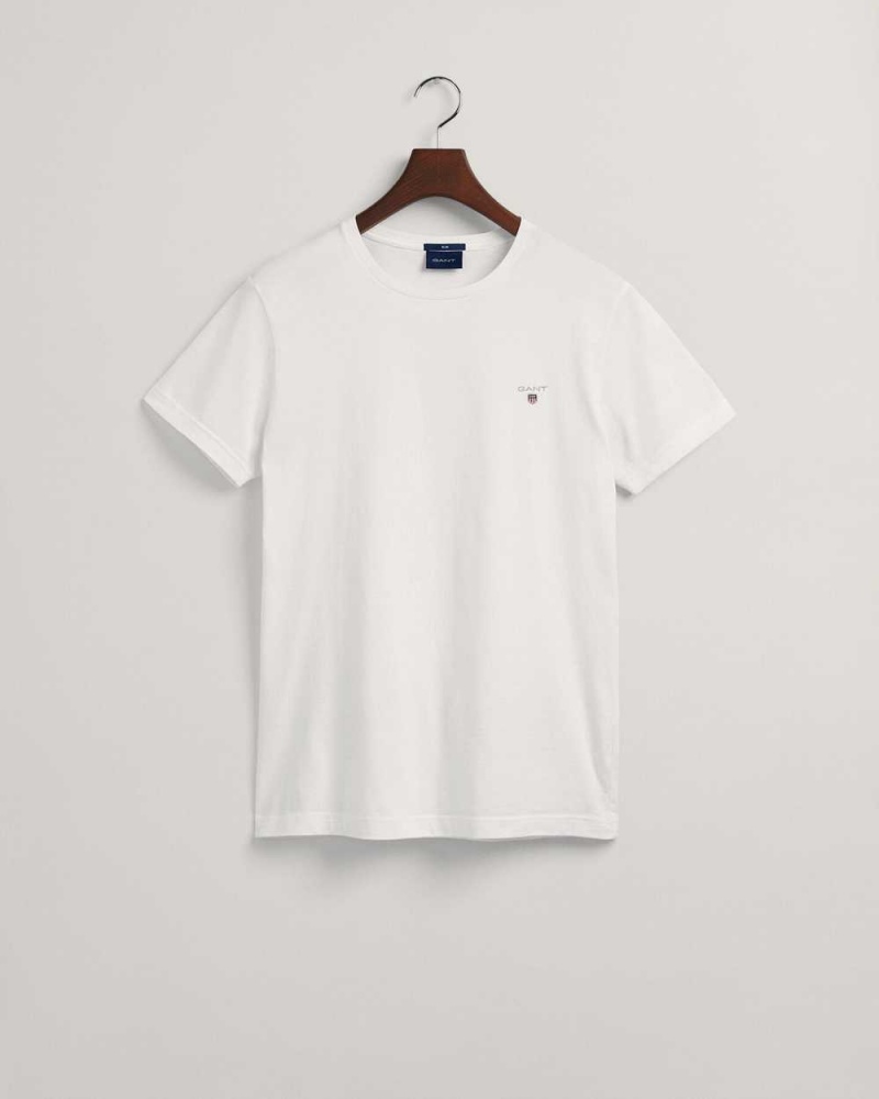 Gant Original Slim Fit Men's T-Shirt White | KUOSD-1032