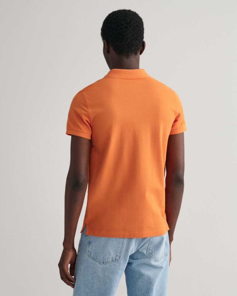 Gant Original Slim Fit Piqué Men's Polo Shirt Pumpkin Orange | GPOFX-4069