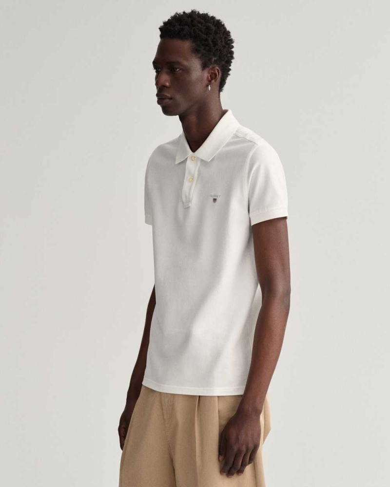 Gant Original Slim Fit Piqué Men's Polo Shirt White | BDOUX-3821