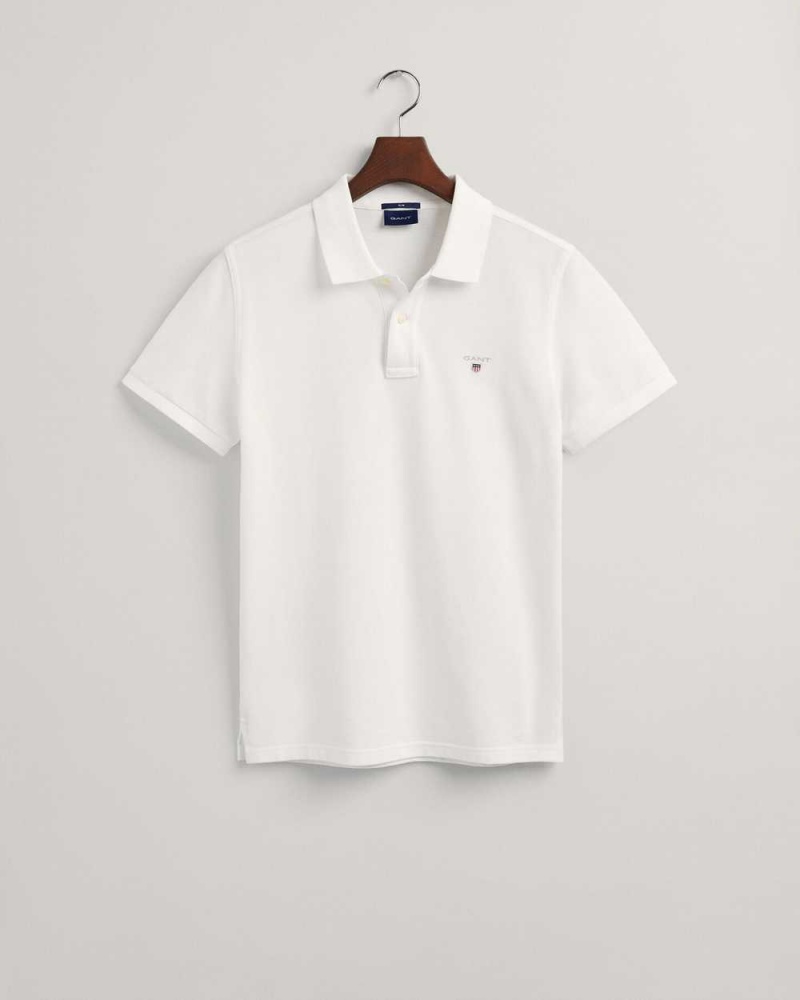 Gant Original Slim Fit Piqué Men's Polo Shirt White | BDOUX-3821